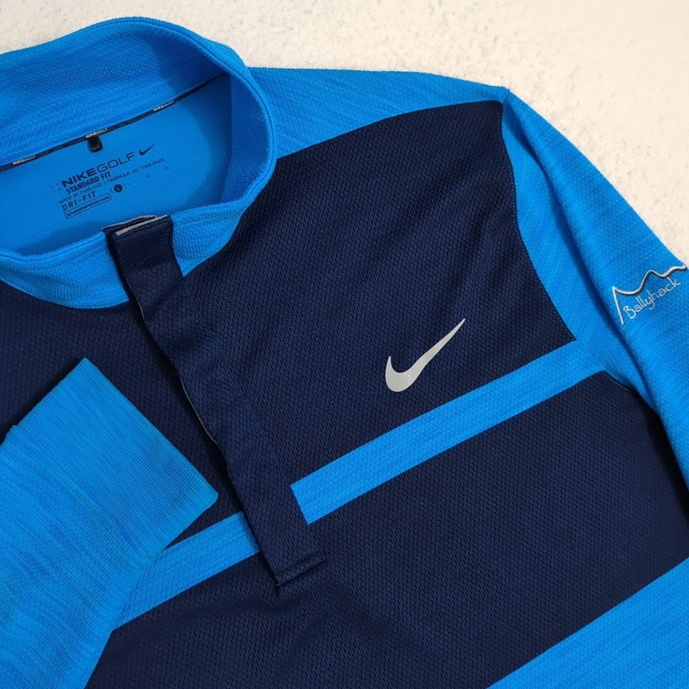 Nike Golf Standard Men's Large Dry Longsleeve Blue 1/4 Snap Up Ballyhack Golf